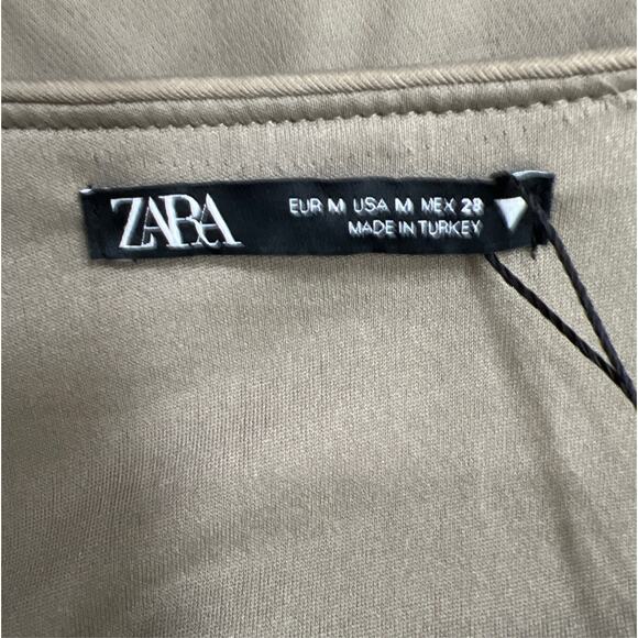 Zara Womens Sweetheart Neckline A-Line Mini Dress Size M Long Sleeve With Slit - Picture 8 of 10